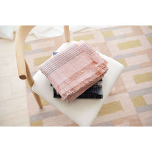 Silica Rose salmon pink and gray stripes handwoven merino throw – One Affirmation