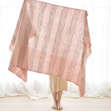 Silica Rose salmon pink and gray stripes handwoven merino throw – One Affirmation