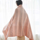 Silica Rose salmon pink and gray stripes handwoven merino throw – One Affirmation