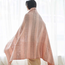 Silica Rose salmon pink and gray stripes handwoven merino throw – One Affirmation