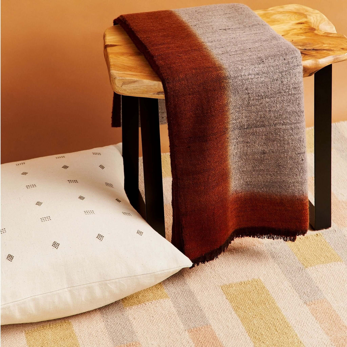 Simply Taupe brown gray hand spun merino handloom throw – One Affirmation