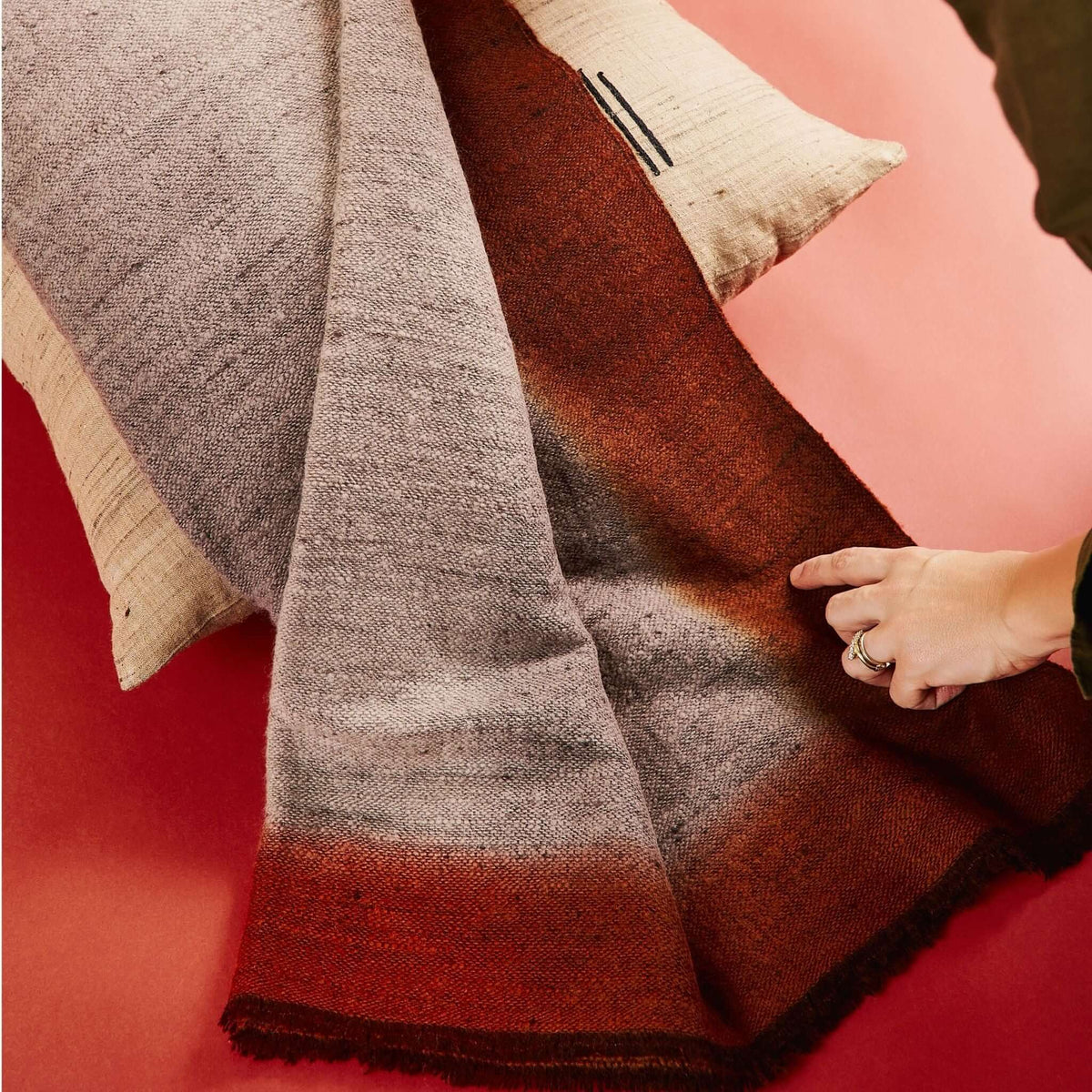 Simply Taupe brown gray hand spun merino handloom throw – One Affirmation