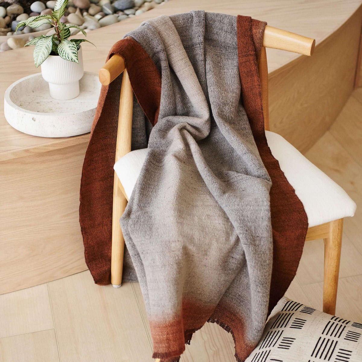 Simply Taupe brown gray hand spun merino handloom throw – One Affirmation