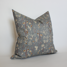 Whitlee blue-gray botanical floral pillow cover, view 3