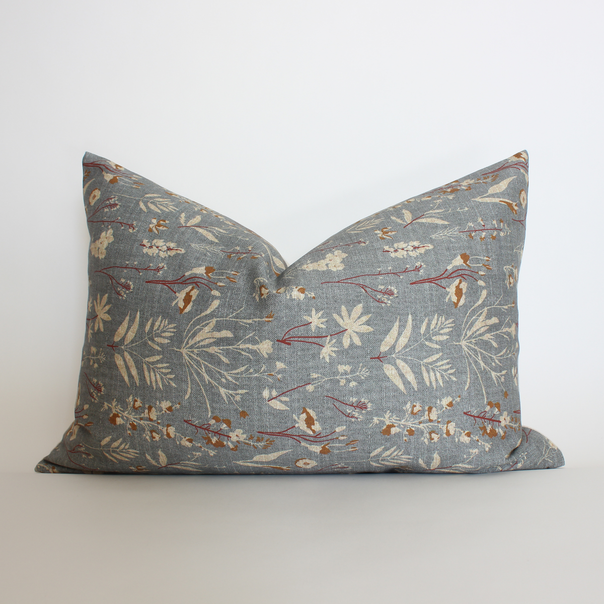 Whitlee blue-gray botanical floral pillow cover, view 7