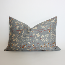 Whitlee blue-gray botanical floral pillow cover, view 7