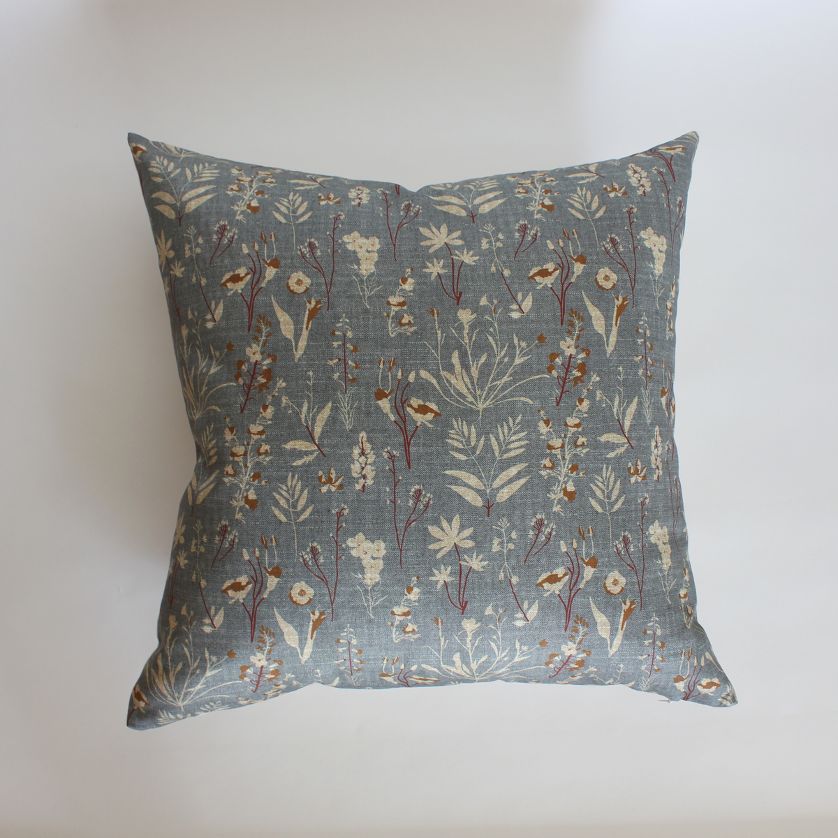 Whitlee blue-gray botanical floral pillow cover, view 6