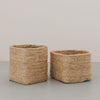 Handwoven fair trade jute storage baskets short and tall