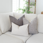 Sanford beige and denim blue stripe pillow cover, view 6
