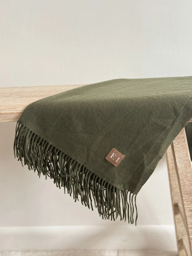 Soft Olive Green Fringe Throw Blanket