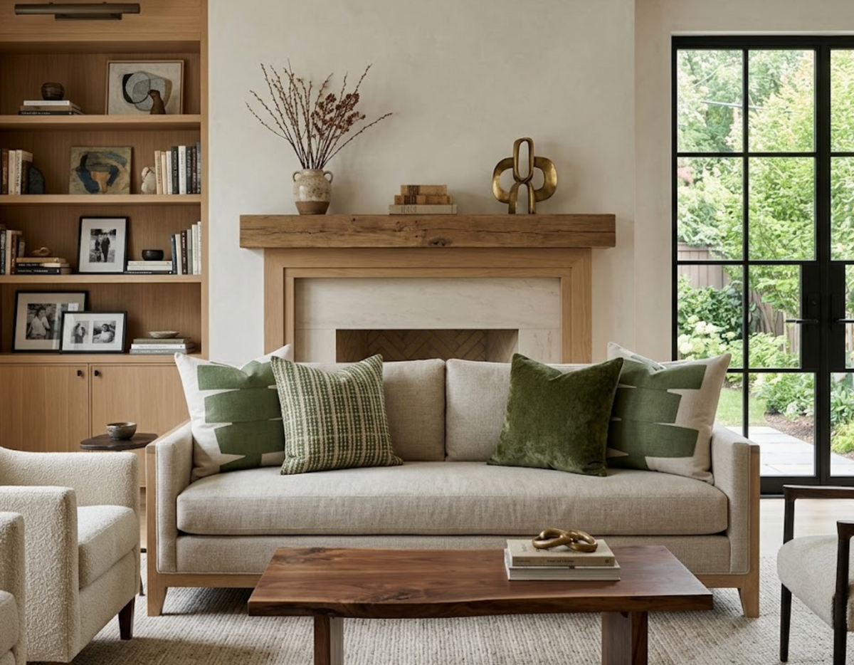 Stacked Pillow Cover in Leaf Green