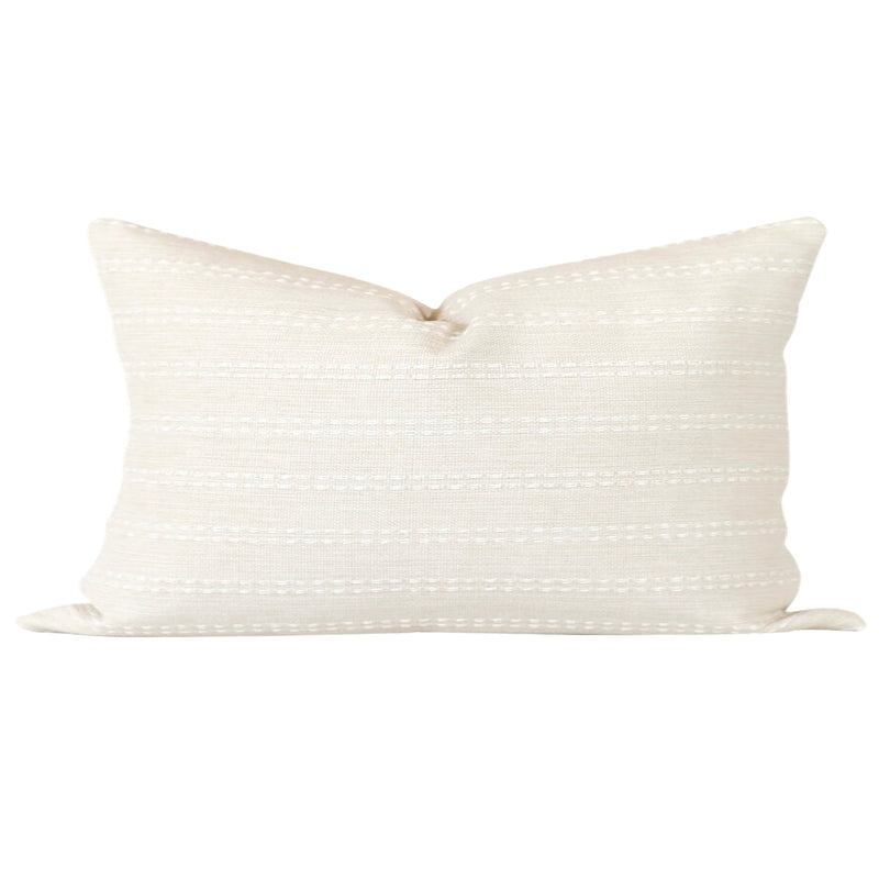 Stella ivory textured stripe pillow cover, view 2