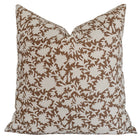 Talia brown floral block print pillow cover