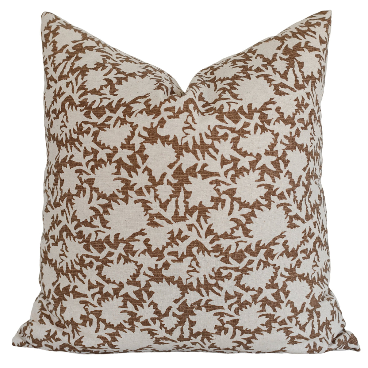 Talia brown floral block print pillow cover