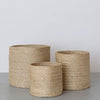 Natural jute baskets handwoven with artisanal detailing