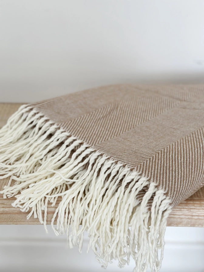 Cozy Brown Fringe Throw Blanket