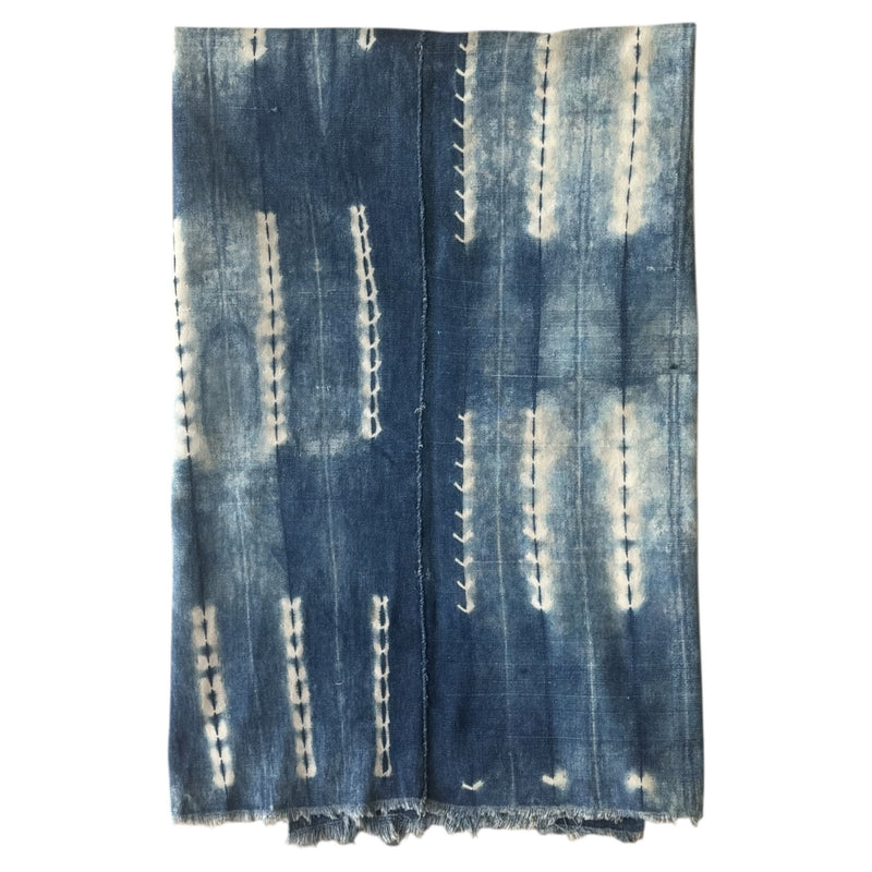 Vintage Dark Blue Shibori Indigo Throw Blanket
