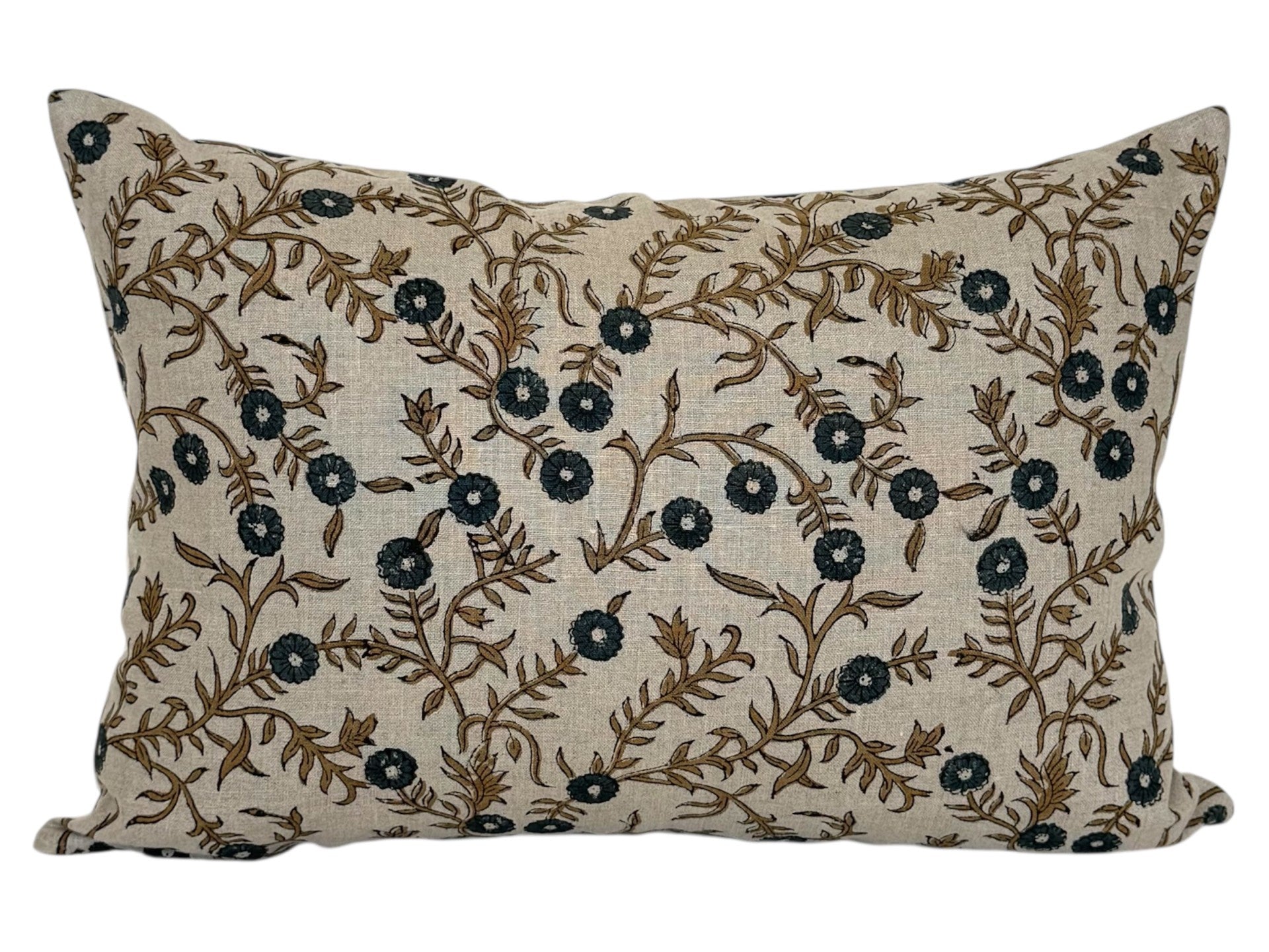 Forli Blue & Brown Floral Pillow Cover
