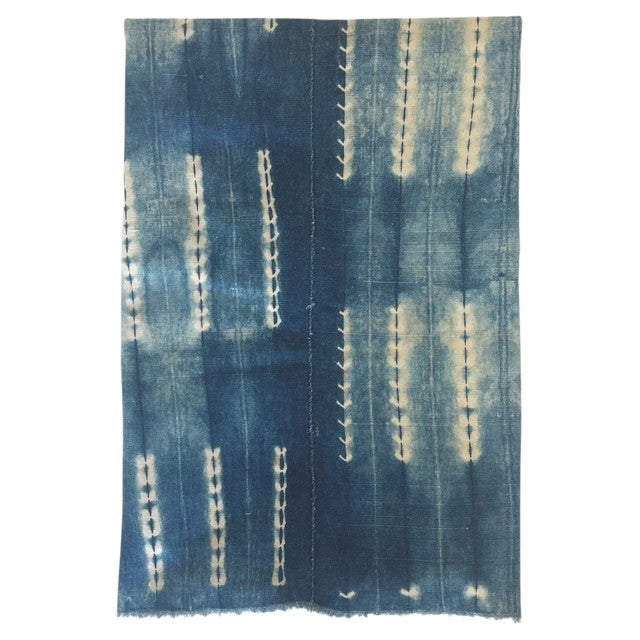 Vintage Dark Blue Shibori Indigo Throw Blanket