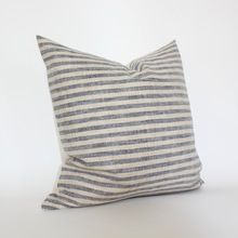 Sanford beige and denim blue stripe pillow cover, view 7