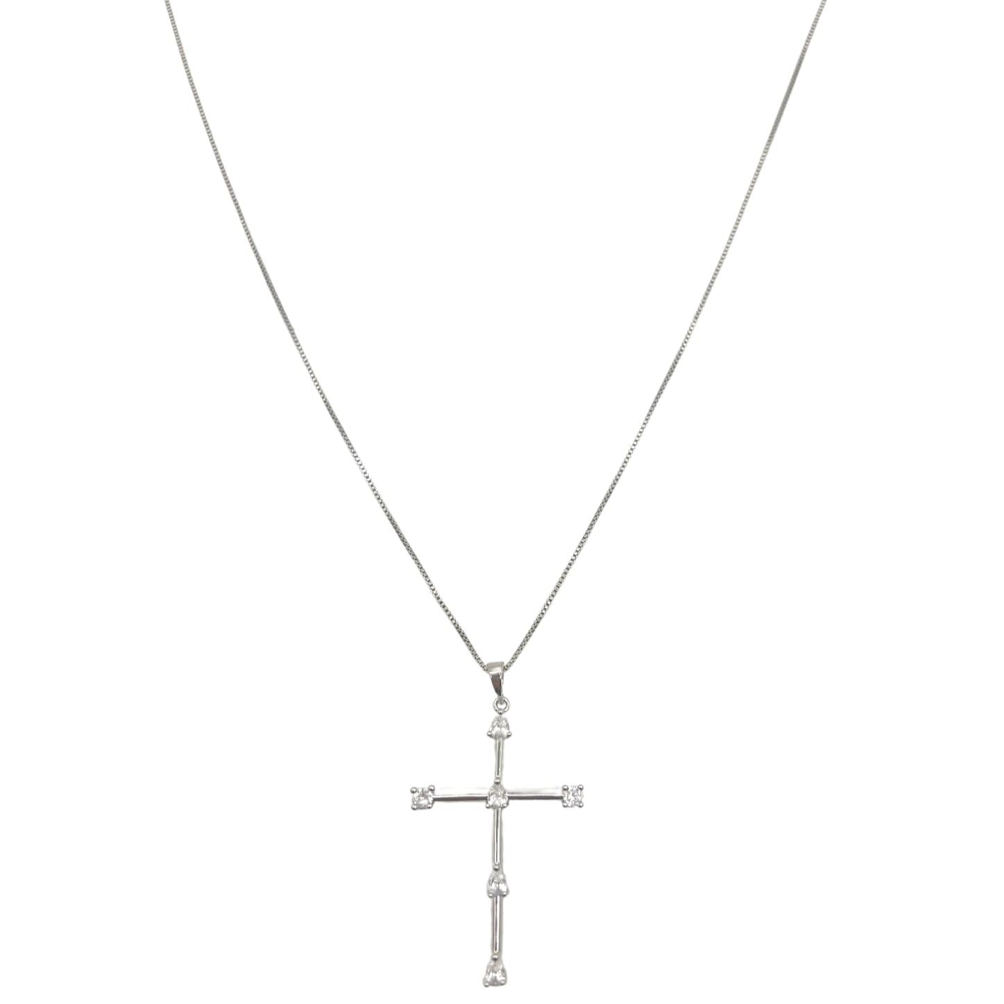 18k plated CZ cross pendant necklace