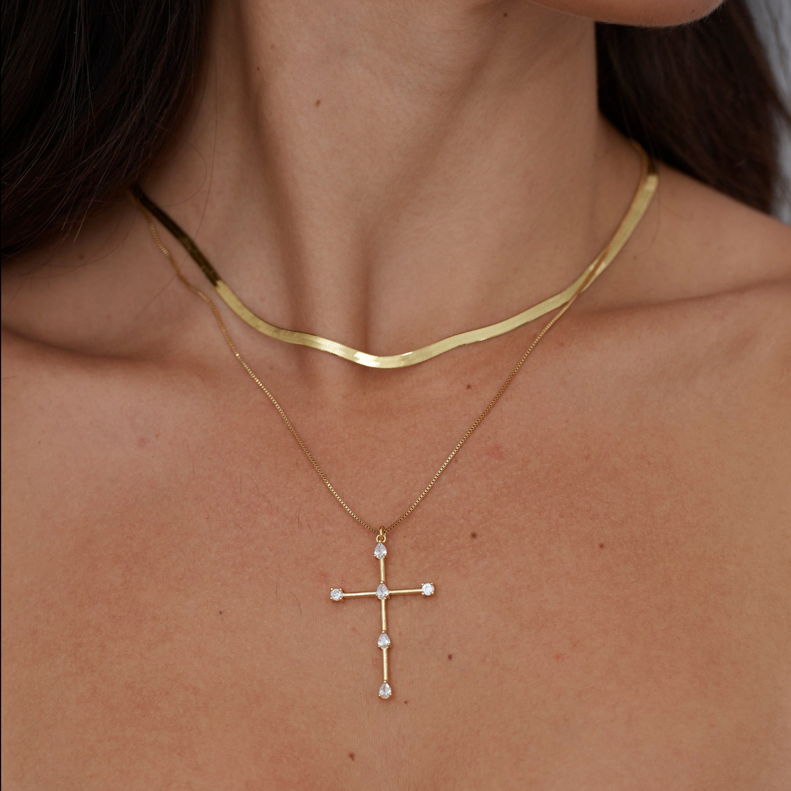 Sahira Jewelry Design gold and silver cross necklace