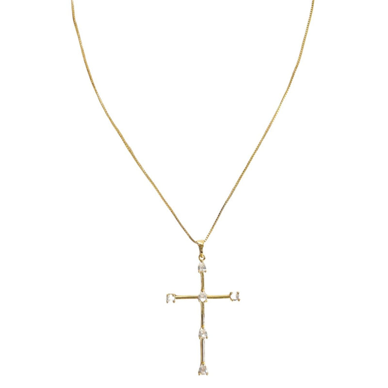 Tom'e CZ Cross Necklace in gold with cubic zirconia