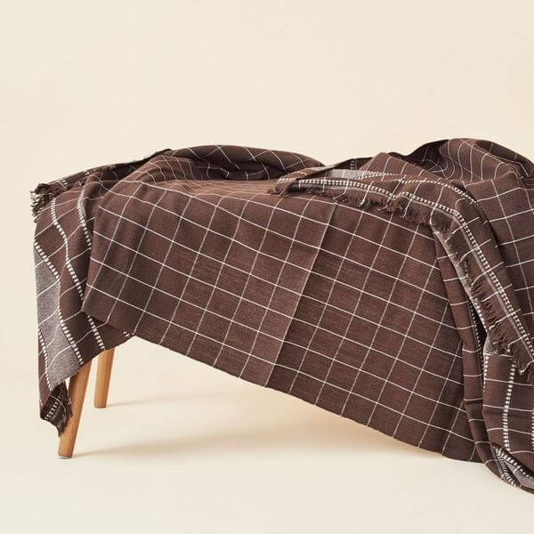 Treacle checks pattern organic cotton handloom throw – One Affirmation