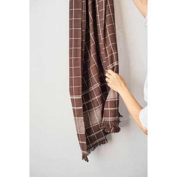 Treacle checks pattern organic cotton handloom throw – One Affirmation