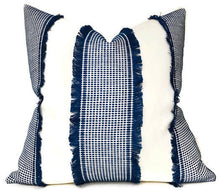 Tulum Casement Embroidered Pillow Cover in Blue, Schumacher Textiles