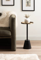 Tira Round Metal and Wood Side Table