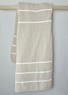 Ultra-Plush double-sided throw blanket in warm grey stripe – view 10
