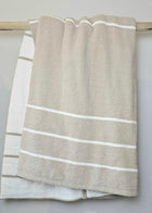 Ultra-Plush double-sided throw blanket in warm grey stripe – view 5