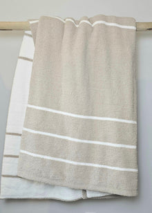 Ultra-Plush double-sided throw blanket in warm grey stripe – view 5