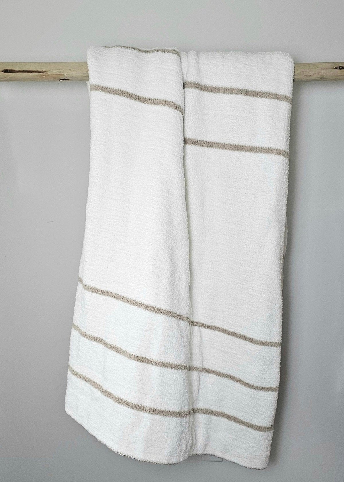 Ultra-Plush double-sided throw blanket in warm grey stripe – view 11