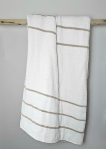 Ultra-Plush double-sided throw blanket in warm grey stripe – view 11