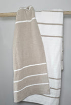 Ultra-Plush double-sided throw blanket in warm grey stripe – view 4