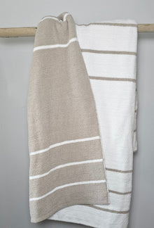 Ultra-Plush double-sided throw blanket in warm grey stripe – view 4