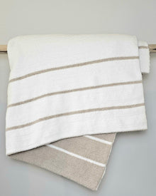 Ultra-Plush double-sided throw blanket in warm grey stripe – view 2