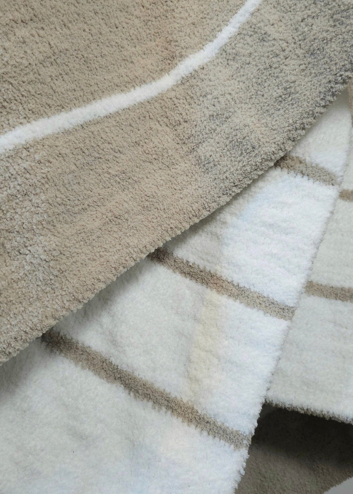 Ultra-Plush double-sided throw blanket in warm grey stripe – view 12