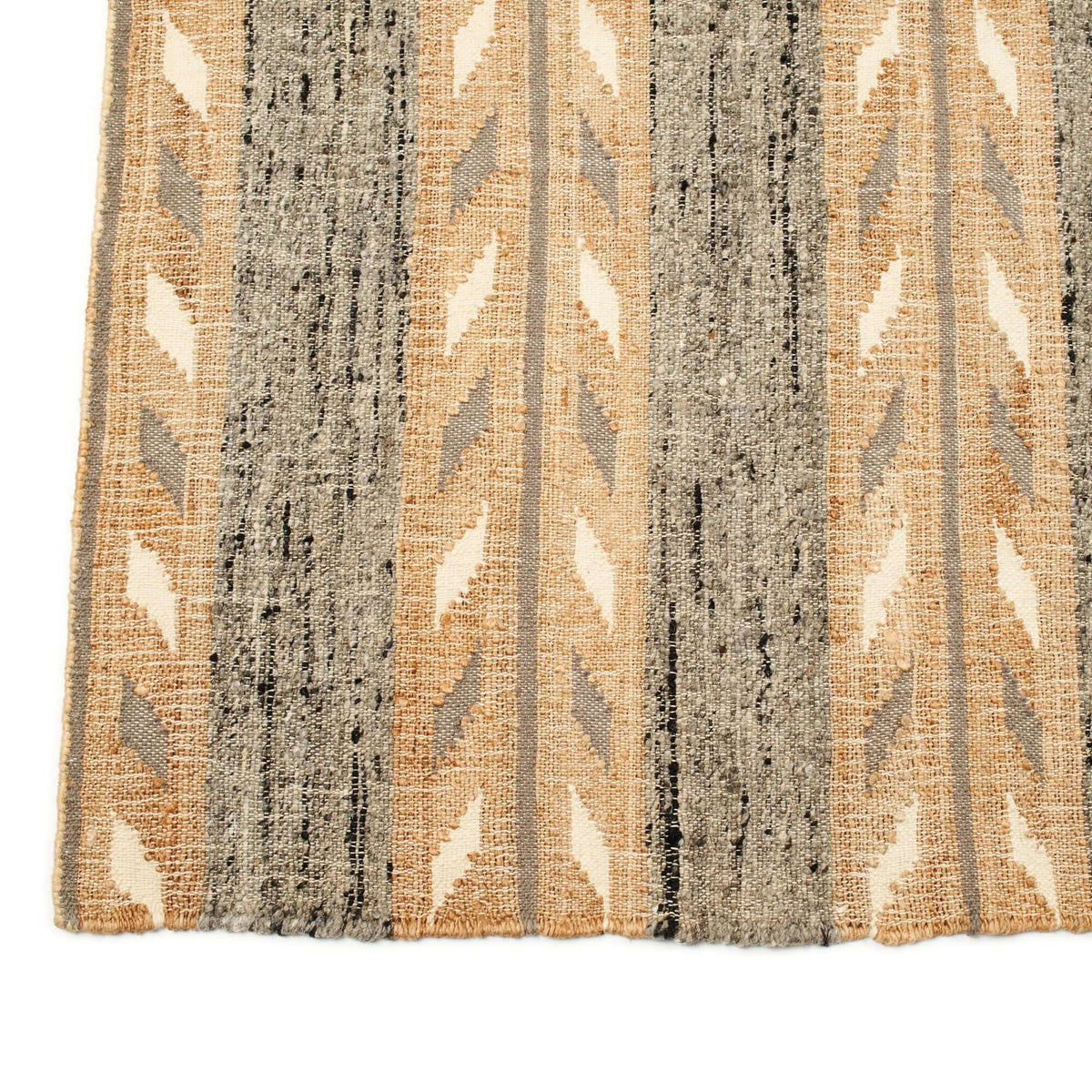 Uneven Arrows handwoven wool jute rug 5x8 in earthy hues – One Affirmation