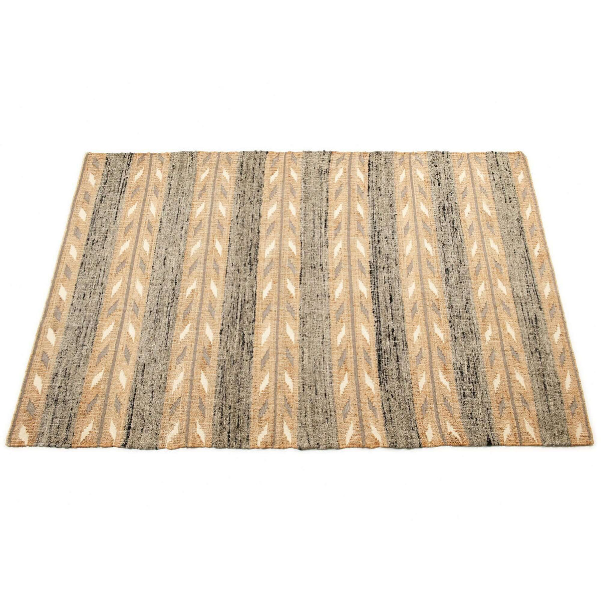 Uneven Arrows handwoven wool jute rug 5x8 in earthy hues – One Affirmation