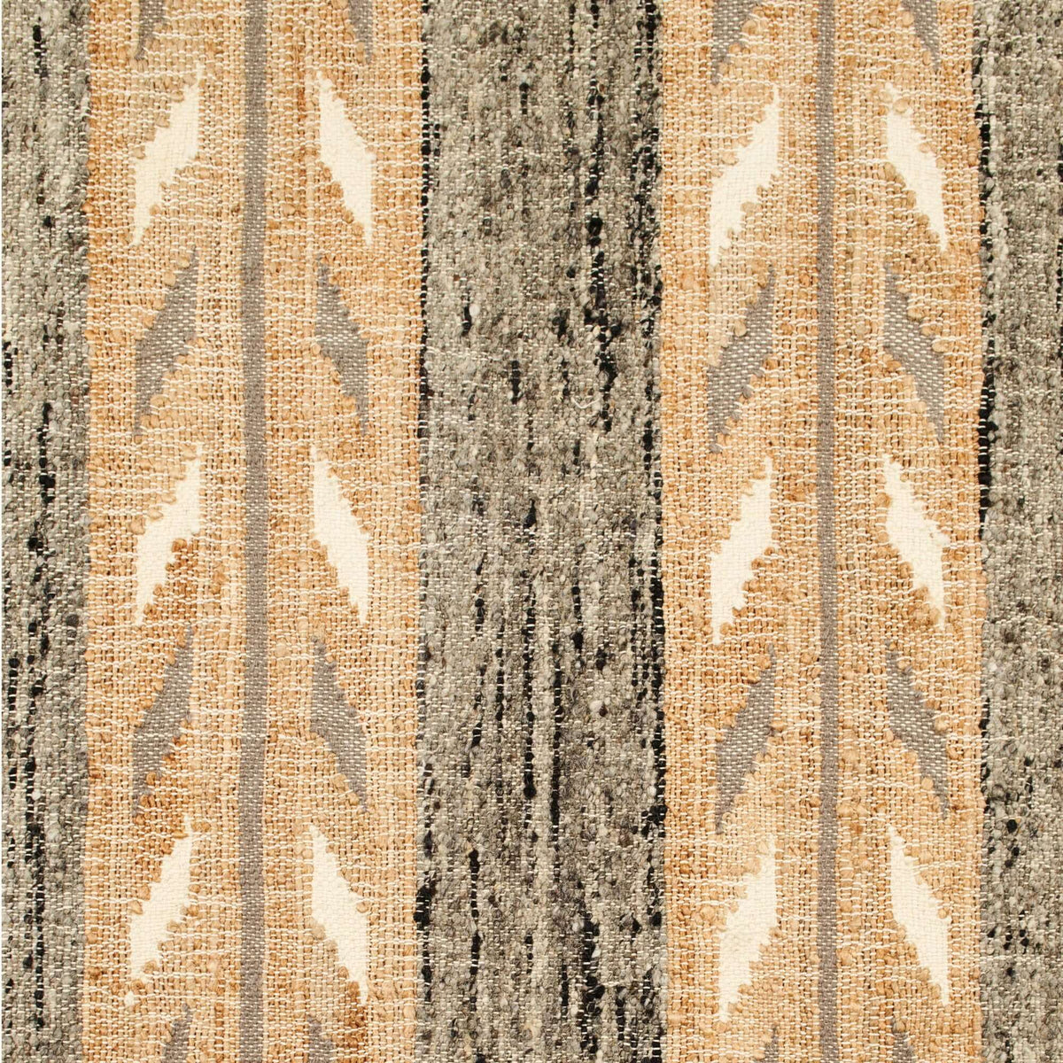 Uneven Arrows handwoven wool jute rug 5x8 in earthy hues – One Affirmation