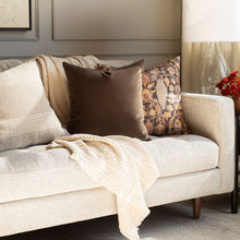 Truffle Velvet Pillow Cover close-up showing plush brown velvet texture