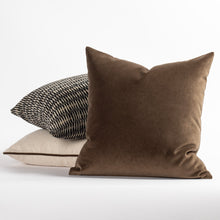 Truffle Velvet Pillow Covers stacked, showing invisible zipper and finished edges