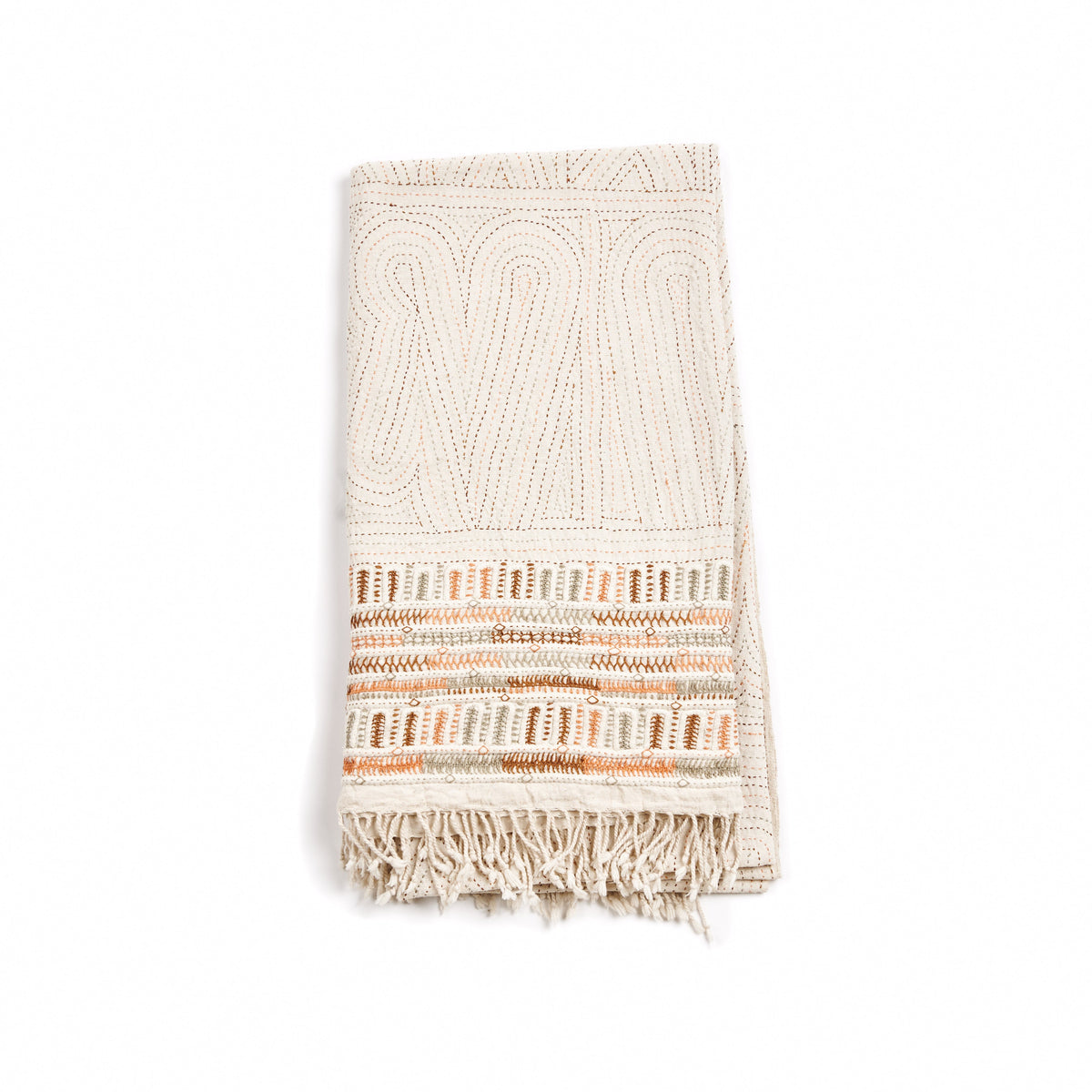 Unah Coral hand embroidered organic cotton artisan throw – One Affirmation