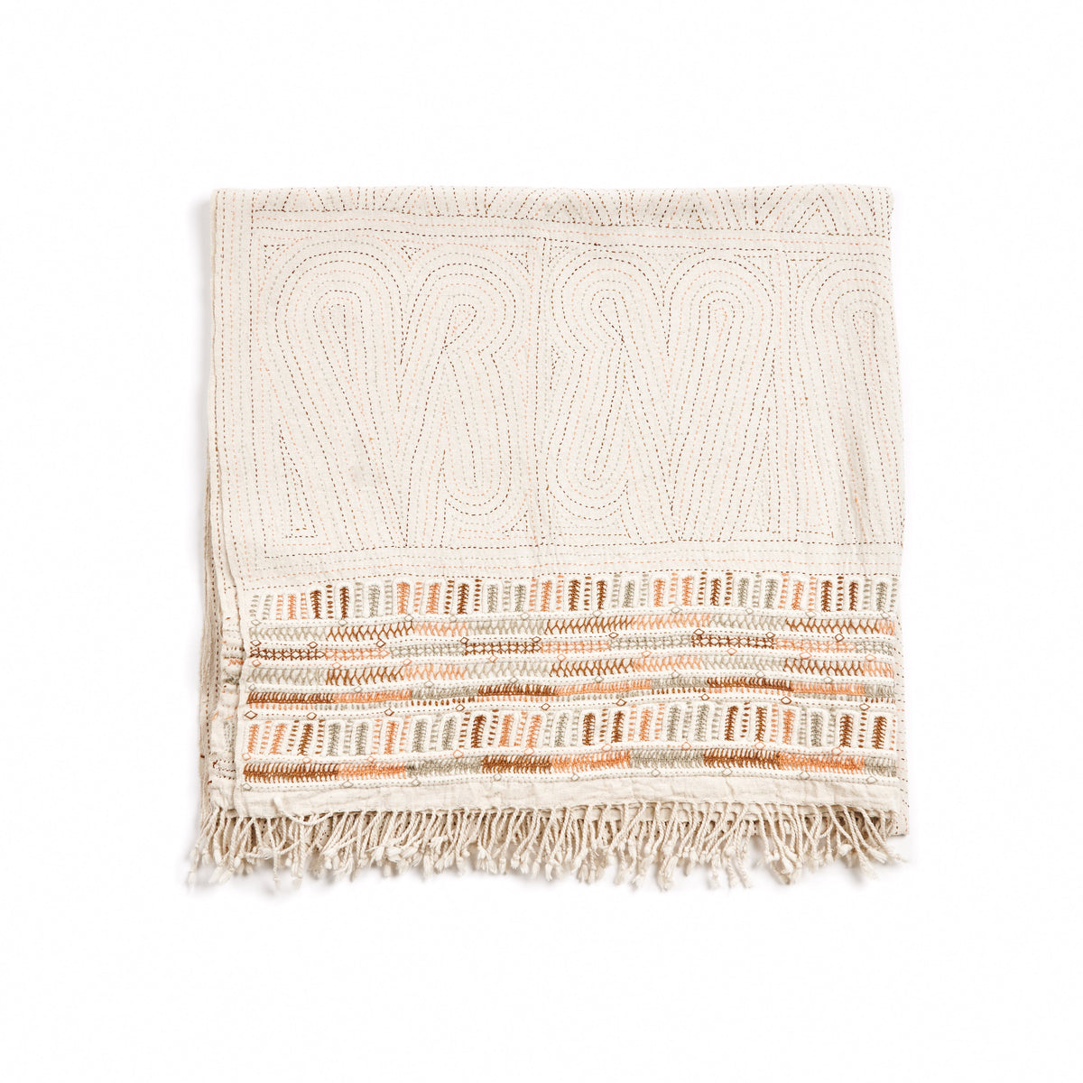 Unah Coral hand embroidered organic cotton artisan throw – One Affirmation