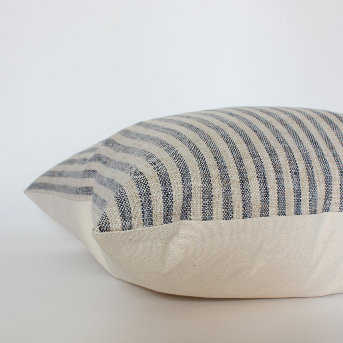 Sanford beige and denim blue stripe pillow cover, view 3