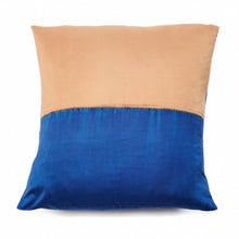 Aakar Indigo gold color block mulberry silk pillow cover, 18x18 – One Affirmation