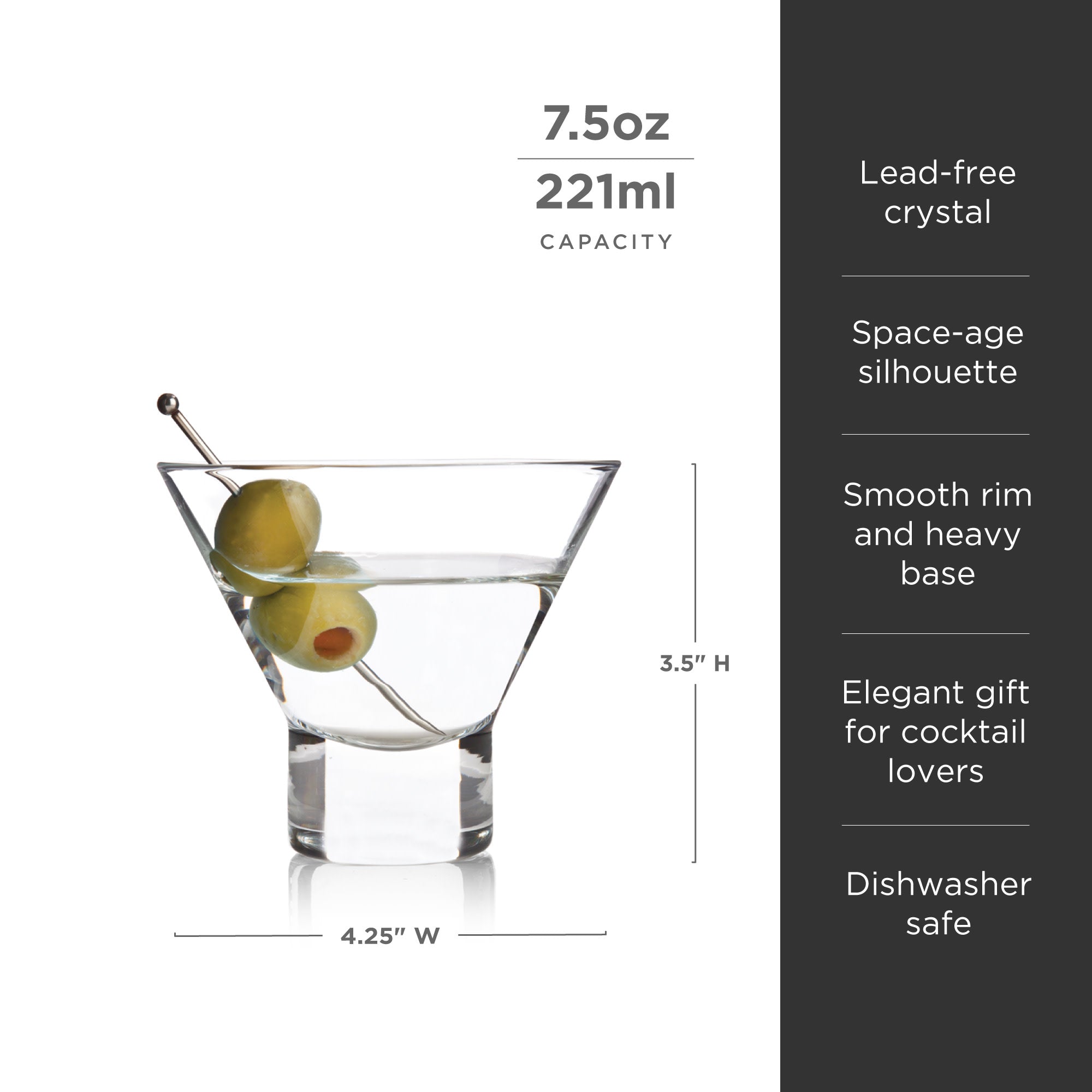 Raye Heavy Base Crystal Stemless Martini Glasses – Set of 4